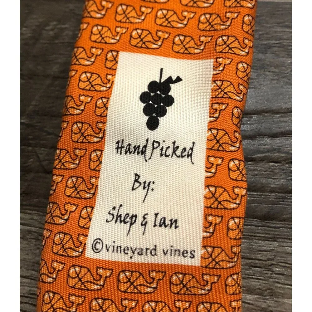 Vineyard Vines Orange All Over What Print Silk Neck Tie - Picture 3 of 3